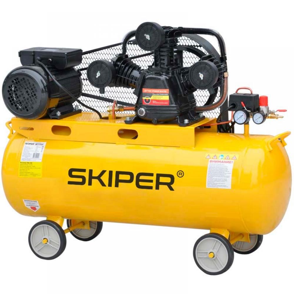 Компрессор Skiper IBL3100A, ременный привод, три цилиндра, 600 л/мин, 8 атм, 100 л, 220 В, 3.0 кВт
