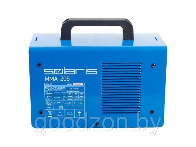 Инвертор сварочный SOLARIS MMA-205 (230В; 10-200 А; 85В; электроды диам. 1.6-4.0 мм; вес 5.1 кг)