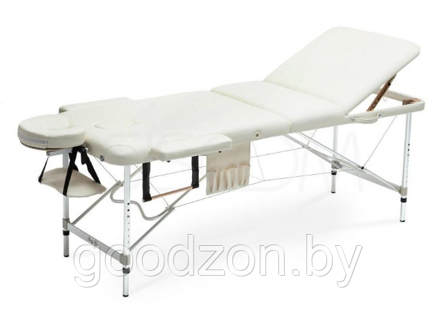 Массажный стол Body Fit, складной 3-х секционный, 60 см, алюминиевый, бежевый + валик в подарок