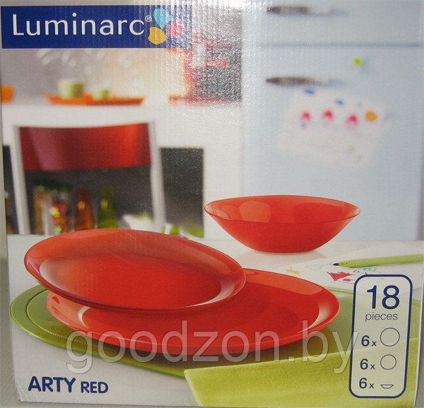 Набор столовый Luminarc Arty Красный 18 пр
