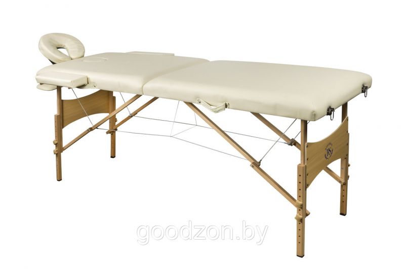 Складной 2-х секционный деревянный массажный стол BodyFit, кремовый (70 см)