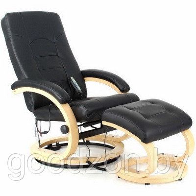 Кресло вибромассажное с пуфом LUCARO RECLINER (черное, массаж, подогрев).