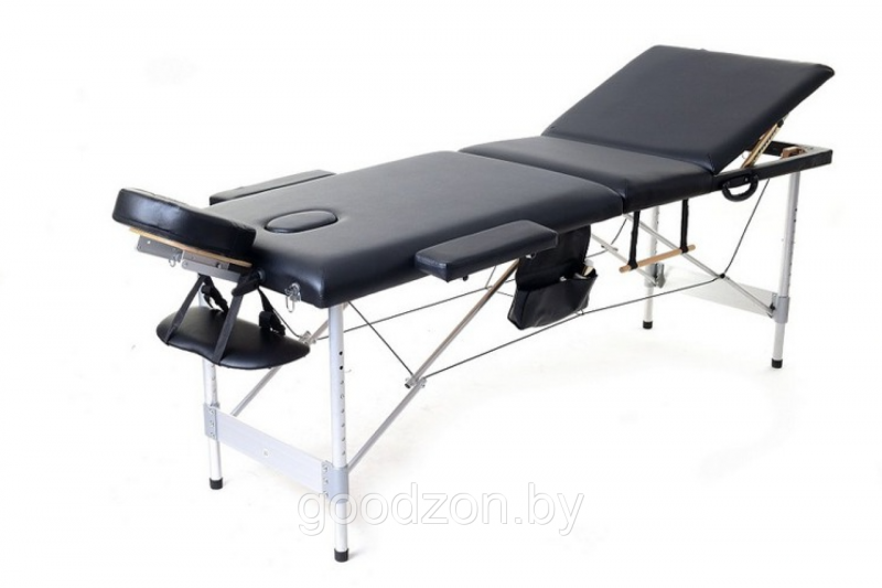 Массажный стол Body Fit складной 3-х, секционный, алюминиевый, 70 см, черный + валик в подарок