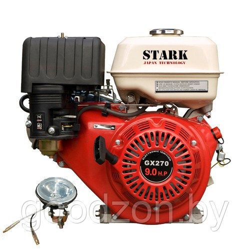 Двигатель бензиновый STARK GX270 F-R (сцепление, редуктор 2:1, вал под шпонку 22 мм, 9лс, катушка 7А, фара)