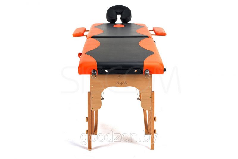 Массажный стол Atlas Sport складной 2-х, секционный, деревянный, 60 см, черный-оранжевый