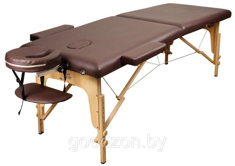 Массажный стол Atlas Sport складной 2-х, секционный, деревянный, 60 см, коричневый
