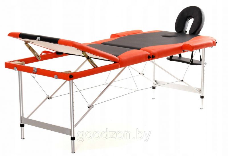 Массажный стол Atlas Sport, складной, 3-х секционный, алюминиевый, 60 см, чёрно-оранжевый