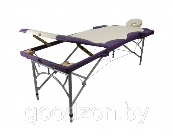 Массажный стол Atlas Sport, складной, 3-х секционный, алюминиевый, 70 см, крем-фиолетовый. Усиленный каркас!