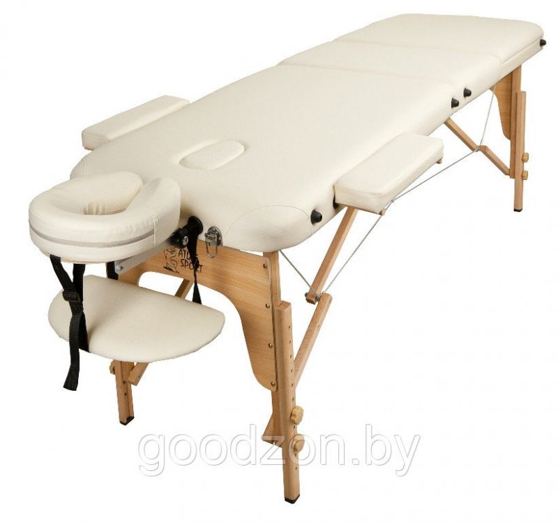 Массажный стол Atlas Sport, складной, 3-х секционный, деревянный, 60 см, кремовый