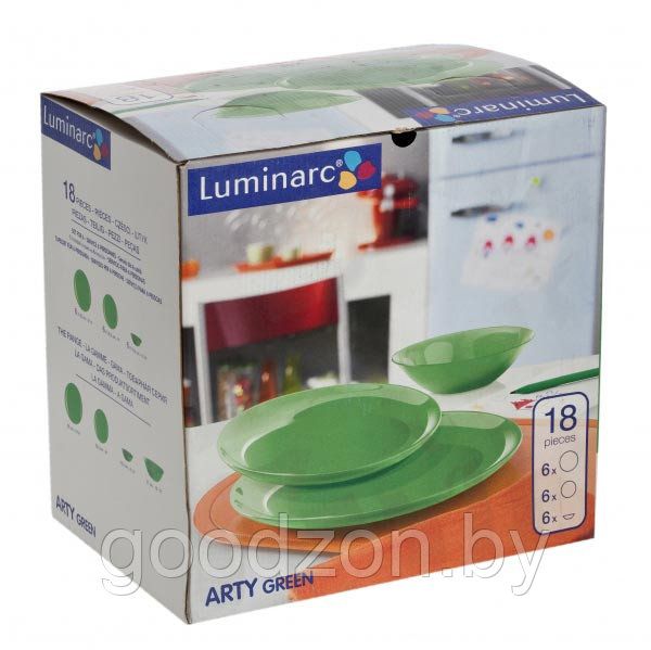 Набор столовый Luminarc Arty Зеленый 18 пр